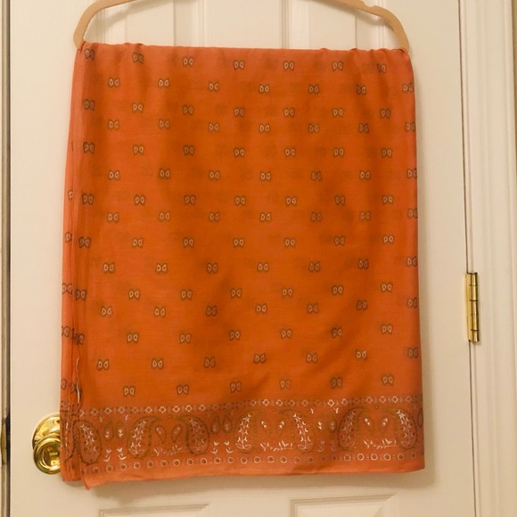 #026. Beautiful orange scarf with parsley printπ§£ - Picture 11 of 12